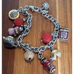 Brighton Good Fortune Charm Bracelet Asian Inspired Red Enamel Happiness